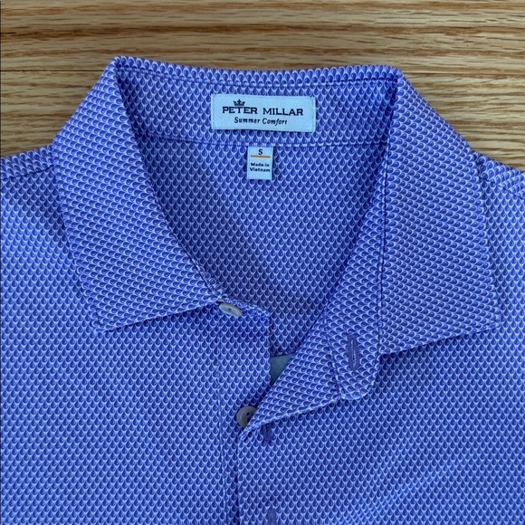 Peter Millar Purple Micro-Pattern Performance Polo - Picture 2 of 3